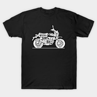 Monkey Bike Motorcycle White Sketch Art T-Shirt